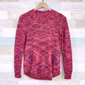 LOFT Spacedye Shirttail Sweater Pink Purple Mohair Wool Blend Womens XS